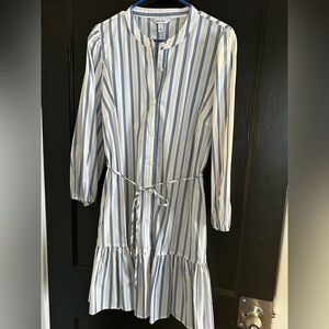 Nine West Cream and Blue Striped Dress